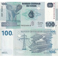 KONGO 100 FRANK 2022, P#98B, ÇİL, ESKİ YABANCI KAĞIT PARA