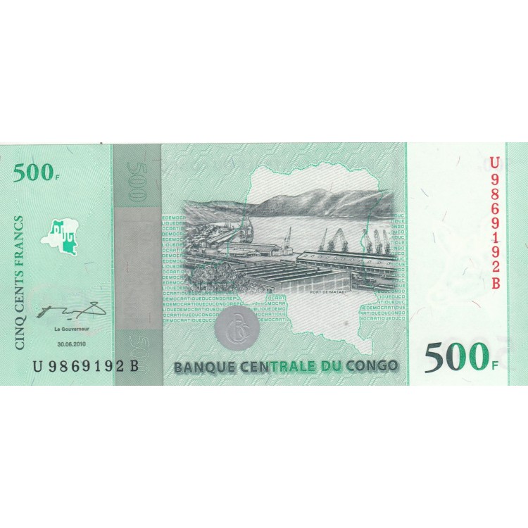 KONGO 500 FRANK 2010 HATIRA, P#100, ÇİL, ESKİ YABANCI KAĞIT PARA