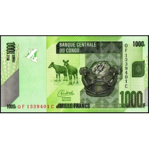 KONGO 1000 FRANK 2022, P#101d, ÇİL, ESKİ YABANCI KAĞIT PARA