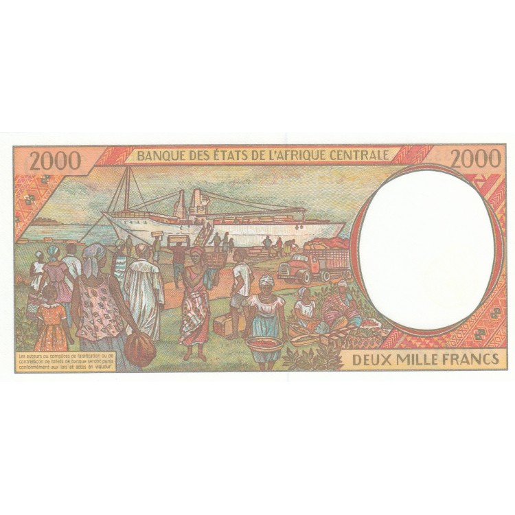 KONGO 2000 FRANK 2000 (ORTA AFRİKA DEVLETLERİ), P#103Cg, ÇİL, ESKİ YABANCI KAĞIT PARA
