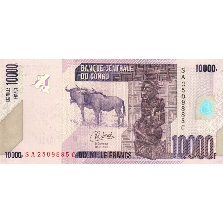 Kongo 10000 Frank 2022 P#103d banknot