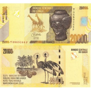 Kongo 20000 Frank 2022 P#104d ÇİL/UNC Kağıt Para Kongo 20000 Frank 2022 P#104d ÇİL/UNC Kağıt Para