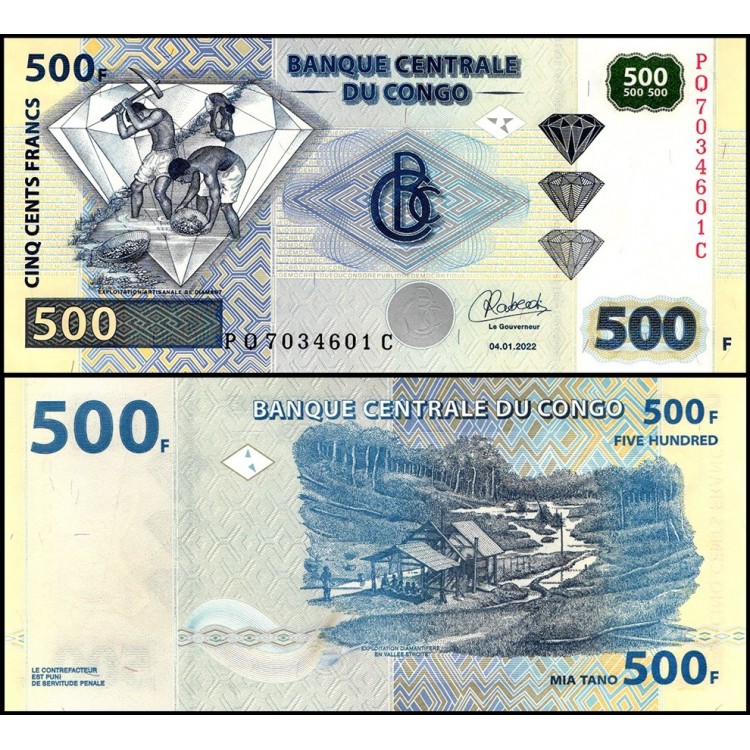 KONGO 50-100-200-500 FRANC 2022, 4 LÜ SET, YABANCI KAĞIT PARA "ÇİL"
