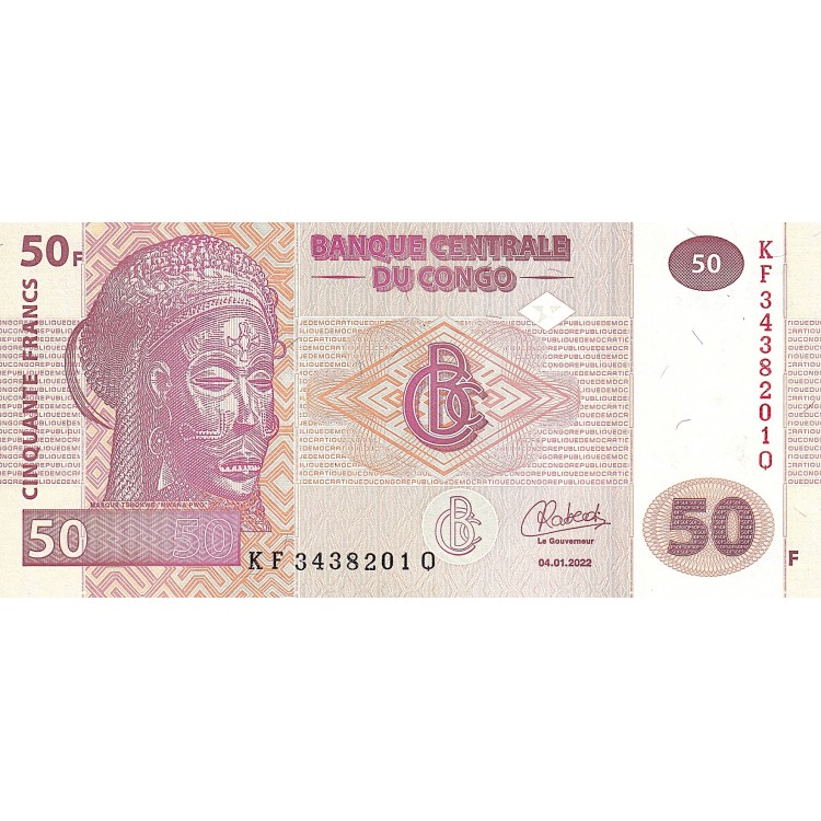 KONGO 50 FRANK 2022, P#97A, ÇİL, ESKİ YABANCI KAĞIT PARA