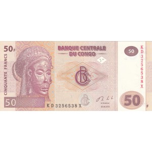 KONGO 50 FRANK 2013, P#97A(2), ÇİL, ESKİ YABANCI KAĞIT PARA
