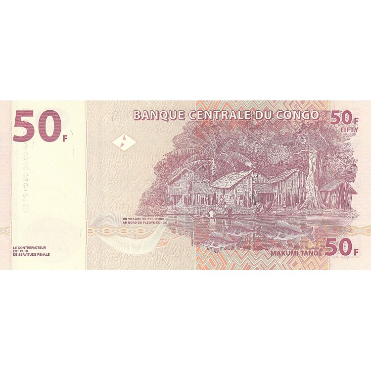 KONGO 50 FRANK 2022, P#97A, ÇİL, ESKİ YABANCI KAĞIT PARA