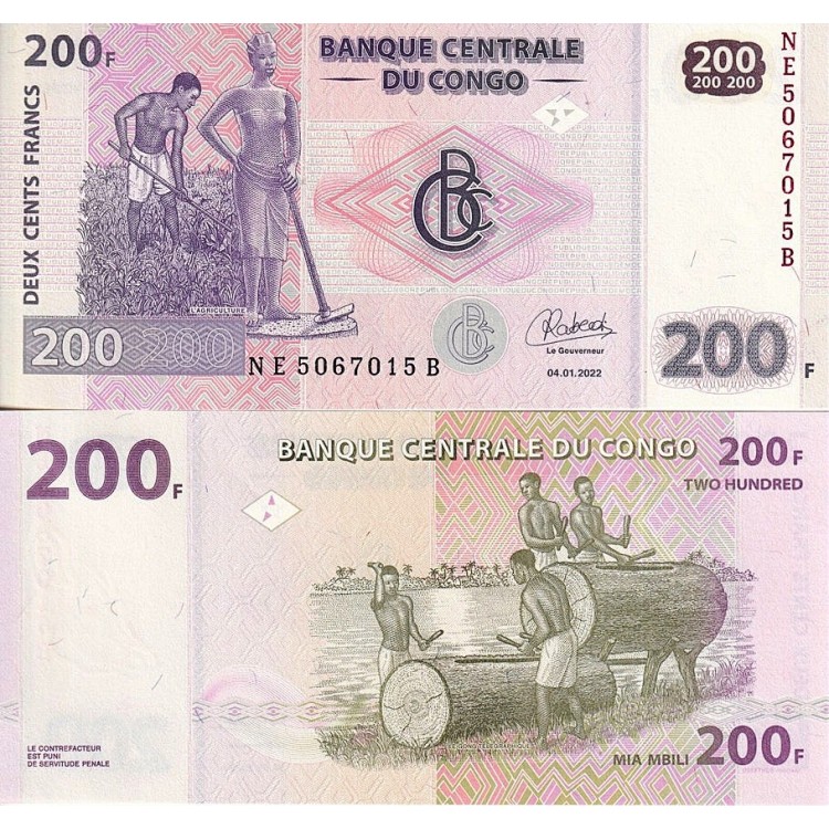 KONGO 50-100-200-500 FRANC 2022, 4 LÜ SET, YABANCI KAĞIT PARA "ÇİL"