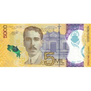 KOSTA RİKA 5000 COLONES 2018 POLYMER, P#282, ÇİL, ESKİ YABANCI KAĞIT PARA