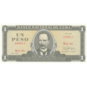 KÜBA 1 PESO 1988, P#102d, ÇİL, ESKİ YABANCI KAĞIT PARA