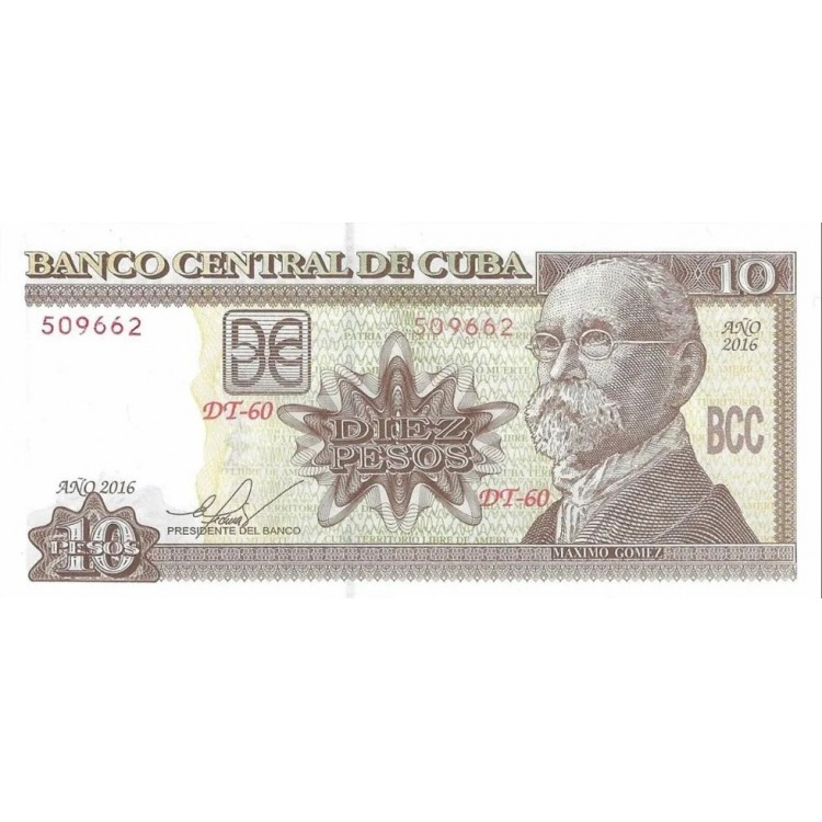 KÜBA 10 PESO 2016, P#117, ÇİL, ESKİ YABANCI KAĞIT PARA