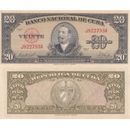 KÜBA 20 PESO 1958, P#80b, ÇİL, ESKİ YABANCI KAĞIT PARA