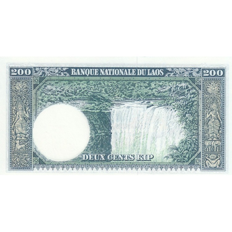 Laos 200 Kip 1963 P#13b ÇİL UNC kağıt banknot