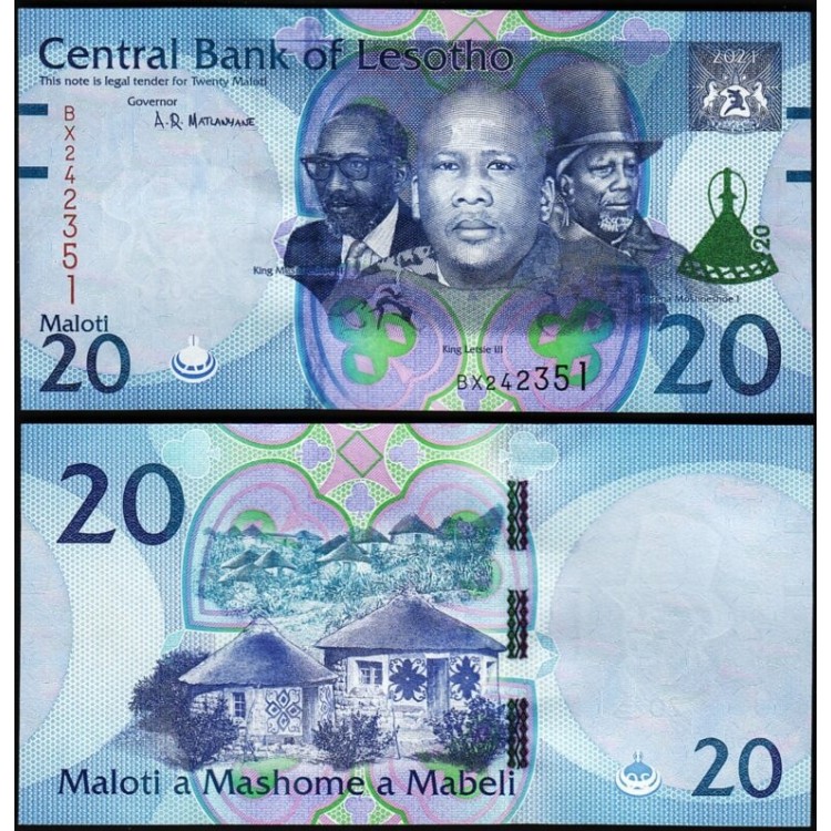 LESOTHO 20 MALOTİ 2021, P-27, ÇİL, ESKİ YABANCI KAĞIT PARA LESOTHO 20 MALOTİ 2021, P-27, ÇİL, ESKİ YABANCI KAĞIT PARA