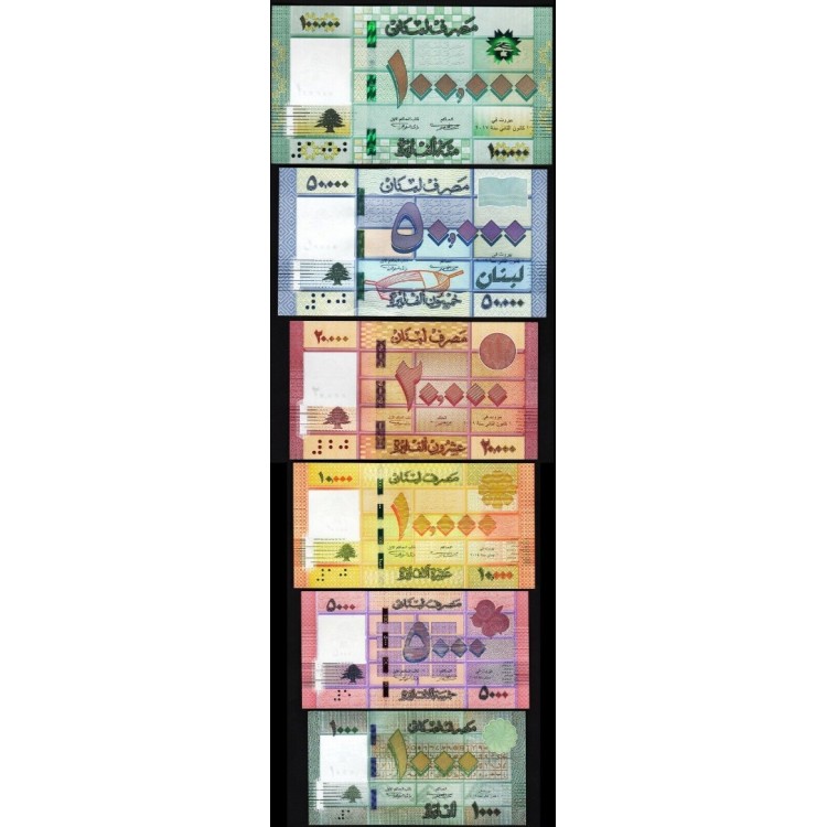LÜBNAN 1000-5000-10000-20000-50000-100000 LİVRE, 2014-2020 6'Lİ SET, YABANCI ESKİ KAĞIT PARA "ÇİL" LÜBNAN 1000-5000-10000-20000-50000-100000 LİVRE, 2014-2020 6'Lİ SET, YABANCI ESKİ KAĞIT PARA "ÇİL"