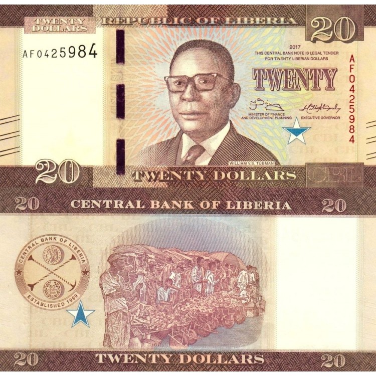 Liberia 20 Dolar 2017 P#33b banknot