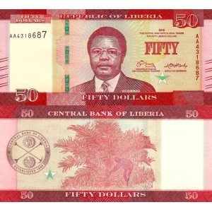 Liberia 50 Dolar 2016 P#34a ÇİL/UNC Kağıt Para
