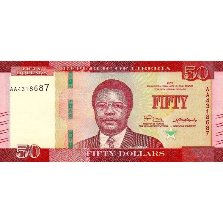 Liberia 50 Dolar 2016 P#34a banknot