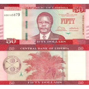 Liberia 50 Dolar 2017 P#34b ÇİL/UNC Kağıt Para
