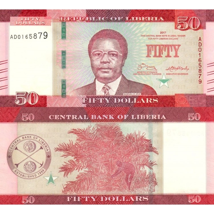 Liberia 50 Dolar 2017 P#34b banknot