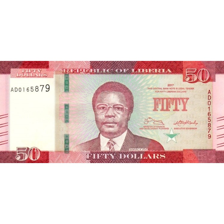 Liberia 50 Dolar 2017 P#34b banknot