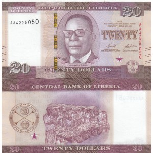 LİBERİA 20 DOLAR 2022, P#39, ÇİL, ESKİ YABANCI KAĞIT PARA