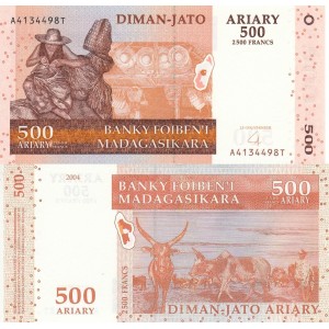 Madagaskar 500 Ariary 2004 P#95a ÇİL/UNC Kağıt Para