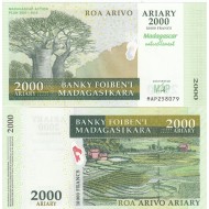 MADAGASKAR 2000 ARIARY 2007 HATIRA, P#93, ÇİL, ESKİ YABANCI KAĞIT PARA