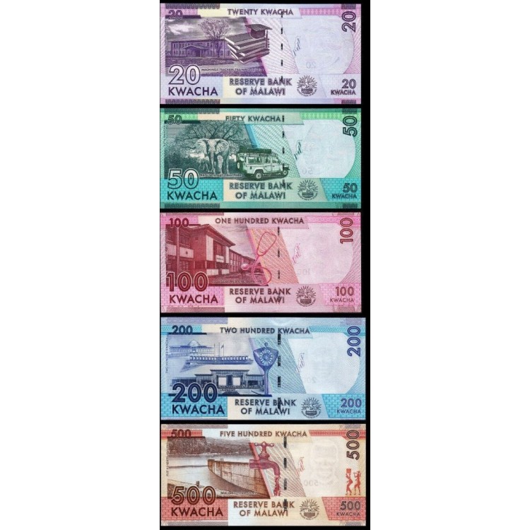 MALAWİ 20-50-100-200-500 KWACHA 2017-2022 SET, ÇİL, ESKİ YABANCI KAĞIT PARA MALAWİ 20-50-100-200-500 KWACHA 2017-2022 SET, ÇİL, ESKİ YABANCI KAĞIT PARA