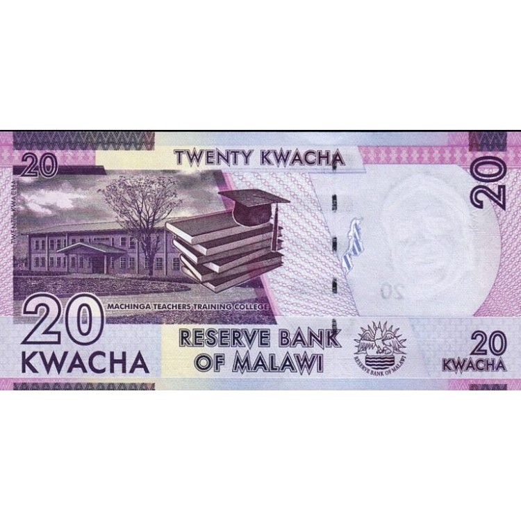 Malavi 20 Kwacha 2020 P#63f ÇİL/UNC kağıt para