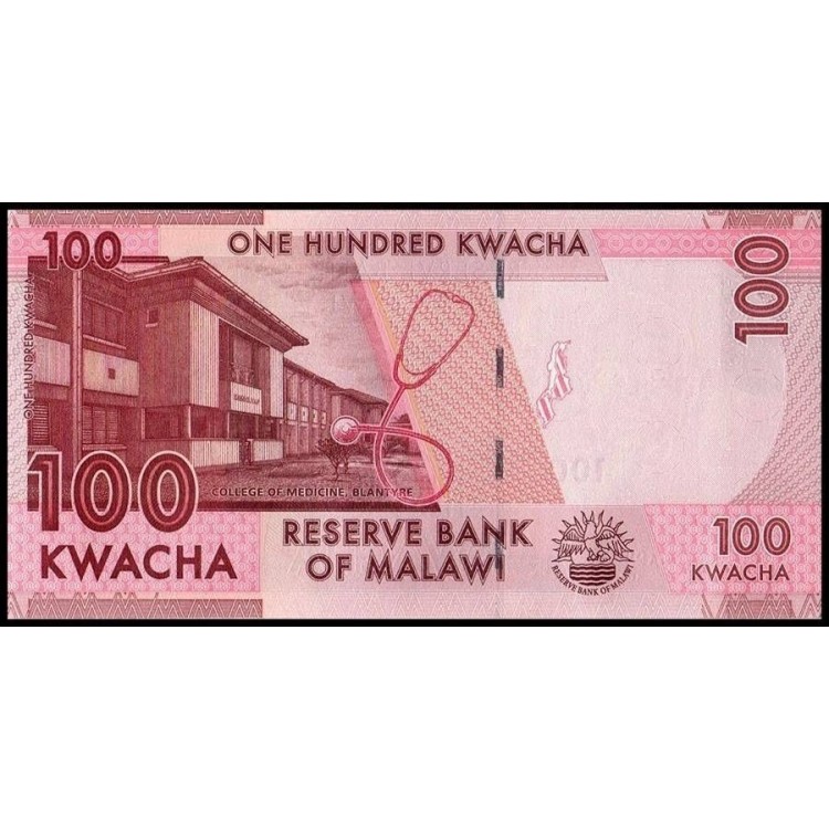 Malavi 100 Kwacha 2020 P#65e ÇİL/UNC kağıt para
