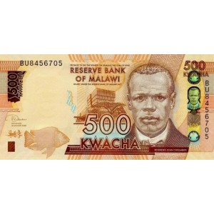 Malavi 500 Kwacha 2020 P#66c ÇİL/UNC Kağıt Para