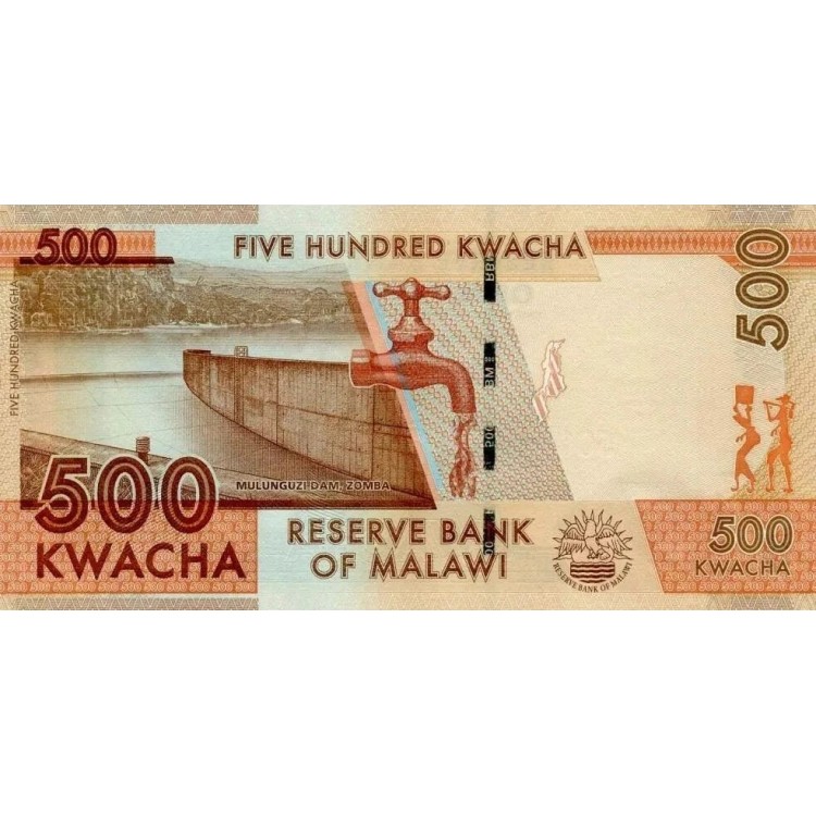 Malavi 500 Kwacha 2020 P#66c ÇİL/UNC kağıt para