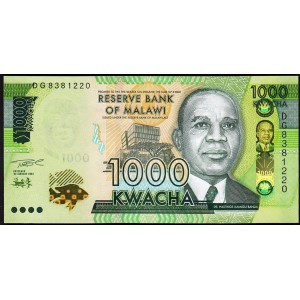 Malavi 1000 Kwacha 2024 P#67g ÇİL/UNC Kağıt Para