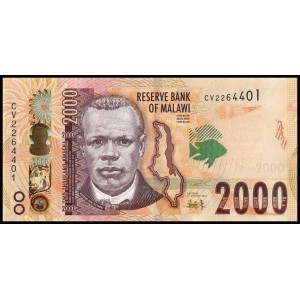Malavi 2000 Kwacha 2021 P#70a ÇİL/UNC Kağıt Para