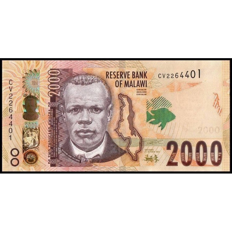 Malavi 2000 Kwacha 2021 P#70a ÇİL/UNC kağıt para