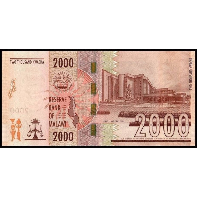 Malavi 2000 Kwacha 2021 P#70a ÇİL/UNC kağıt para