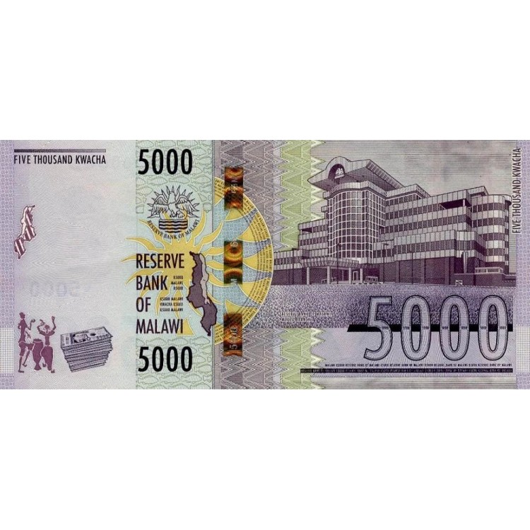 Malavi 5000 Kwacha 2023 P#71c ÇİL/UNC kağıt para