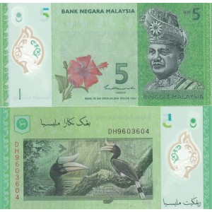 MALEZYA 5 RİNGİT 2021 POLYMER, P#52c, ÇİL, ESKİ YABANCI KAĞIT PARA