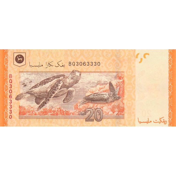 Malezya 20 Ringgit 2016 P#54b ÇİL UNC kağıt banknot
