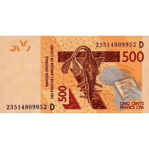 MALİ (BATI AFRİKA DEVLETLERİ) 500 FRANC 2012 (2023), P#419D, ÇİL, ESKİ YABANCI KAĞIT PARA