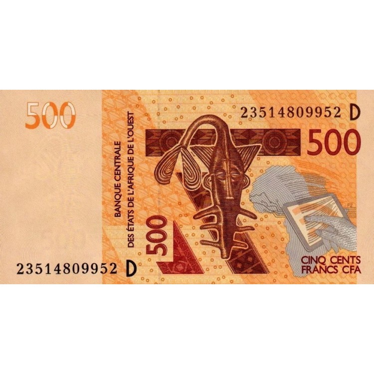 MALİ (BATI AFRİKA DEVLETLERİ) 500 FRANC 2012 (2023), P#419D, ÇİL, ESKİ YABANCI KAĞIT PARA