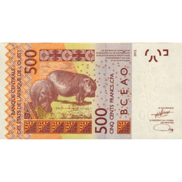 MALİ (BATI AFRİKA DEVLETLERİ) 500 FRANC 2012 (2023), P#419D, ÇİL, ESKİ YABANCI KAĞIT PARA