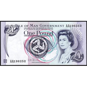 MAN ADASI (ISLA OF MAN) 1 POUND 2009, P#40c, KRALİÇE, II. ELİZABETH, ÇİL, ESKİ YABANCI KAĞIT PARA