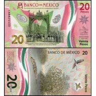MEKSİKA 20 PESO 2022 HATIRA POLYMER, P#132g1, ÇİL, ESKİ YABANCI KAĞIT PARA