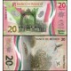 MEKSİKA 20 PESO 2022 HATIRA POLYMER, P#132g4, ÇİL, ESKİ YABANCI KAĞIT PARA
