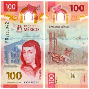Meksika 100 Peso 2024 P#139/2024(2) ÇİL/UNC Hatıra Polimer Kağıt Para
