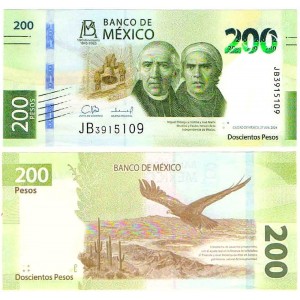 Meksika 200 Peso 2024 P#140/2024(1) ÇİL/UNC Hatıra Kağıt Para