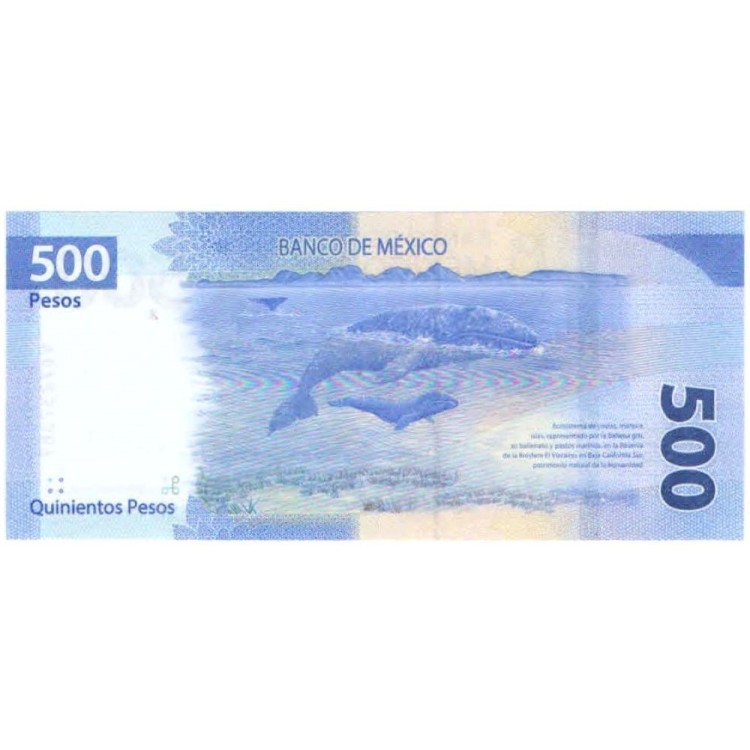 Meksika 500 Peso 2024 P#141/2024(2) ÇİL/UNC Hatıra Kağıt Para ön ve arka yüz banknot görseli