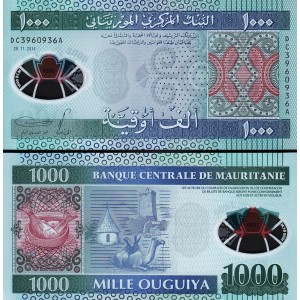 MORİTANYA 1000 OUGUIYA 2014 POLYMER, P#19, ÇİL, ESKİ YABANCI KAĞIT PARA