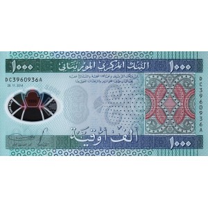 MORİTANYA 1000 OUGUIYA 2014 POLYMER, P#19, ÇİL, ESKİ YABANCI KAĞIT PARA